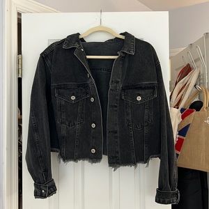 NWOT brandy Melville black cropped denim jacket!